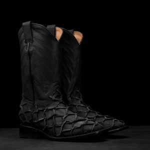 Matte Black Nubuck Pirarucu – Square Toe