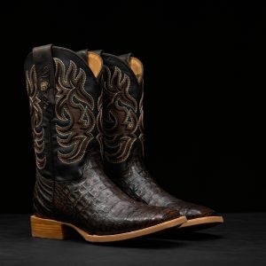 AUTHENTIC Brown Caiman Belly – Square Toe