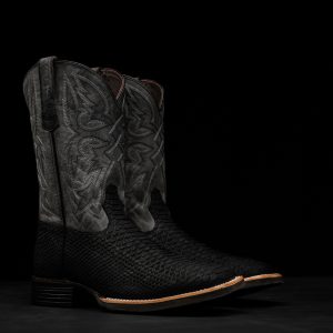 Flyweight Matte Black Python - Heritage Square Toe