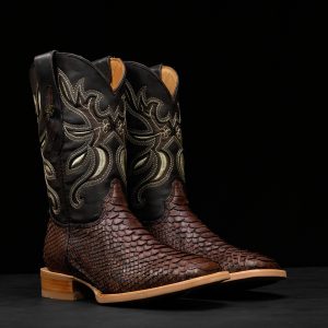 AUTHENTIC Brown Python – Arena Square Toe