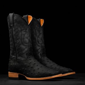 Matte Black Ostrich – Square Toe