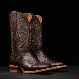 Brown Ostrich – Square Toe