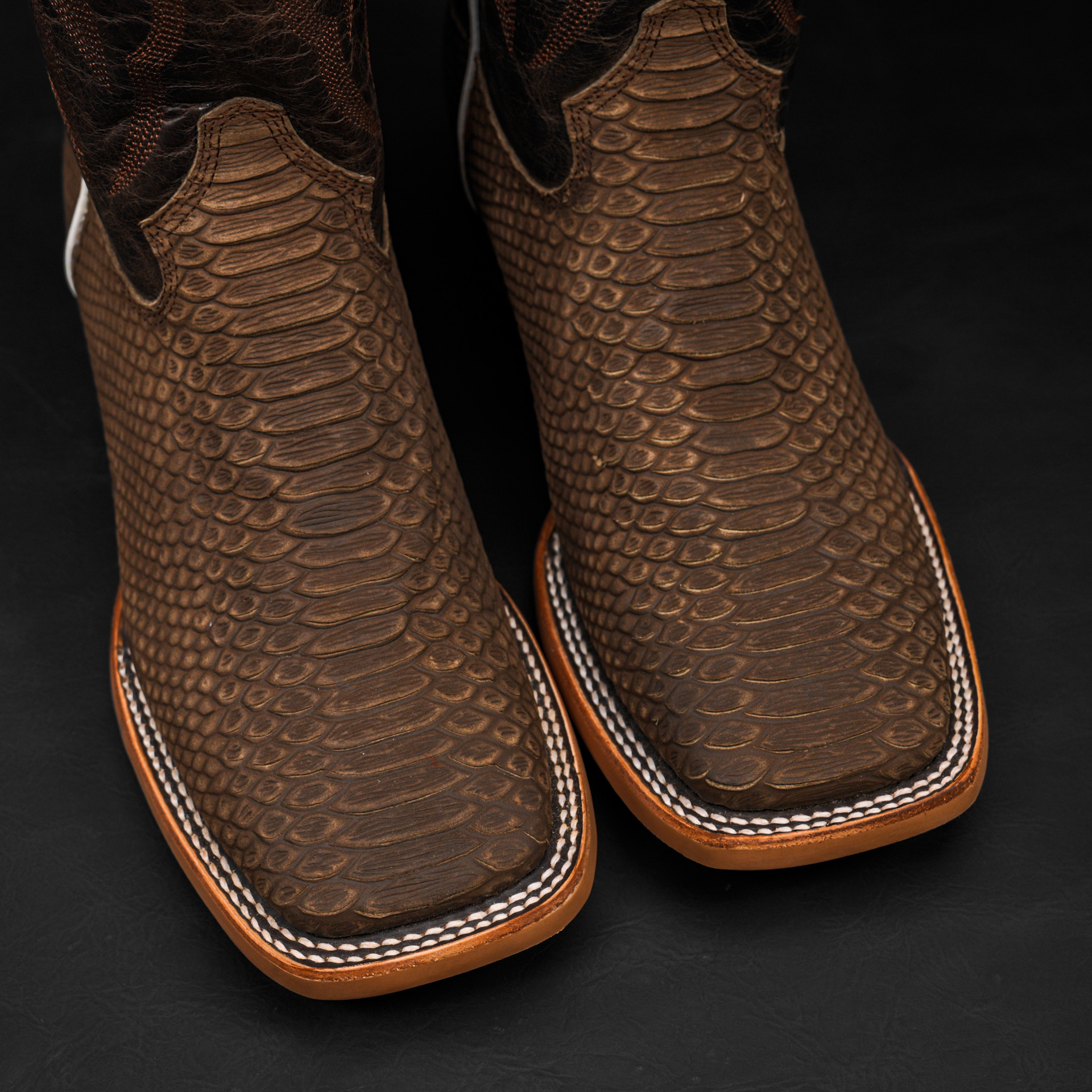 Matte Brown Nobuck Python - Square Toe - Image 3