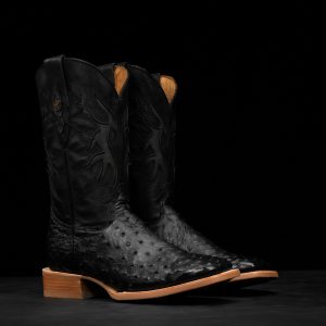 AUTHENTIC Black Ostrich – Arena Square Toe