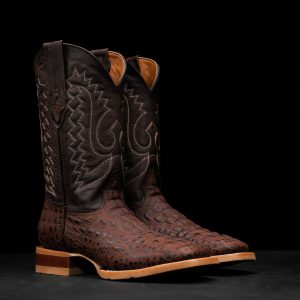 Matte Brown Caiman Neck - Square Toe