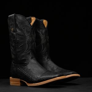 AUTHENTIC Black Python Belly – Arena Square Toe