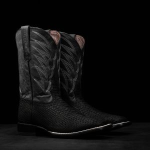 Matte Black Python – Heritage Square Toe