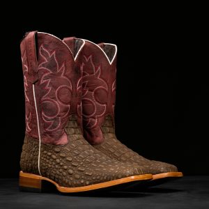 Matte Brown Nubuck Caiman Horn Back - Heritage Square Toe