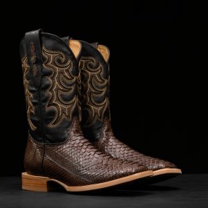 AUTHENTIC Brown Python – Arena Square Toe