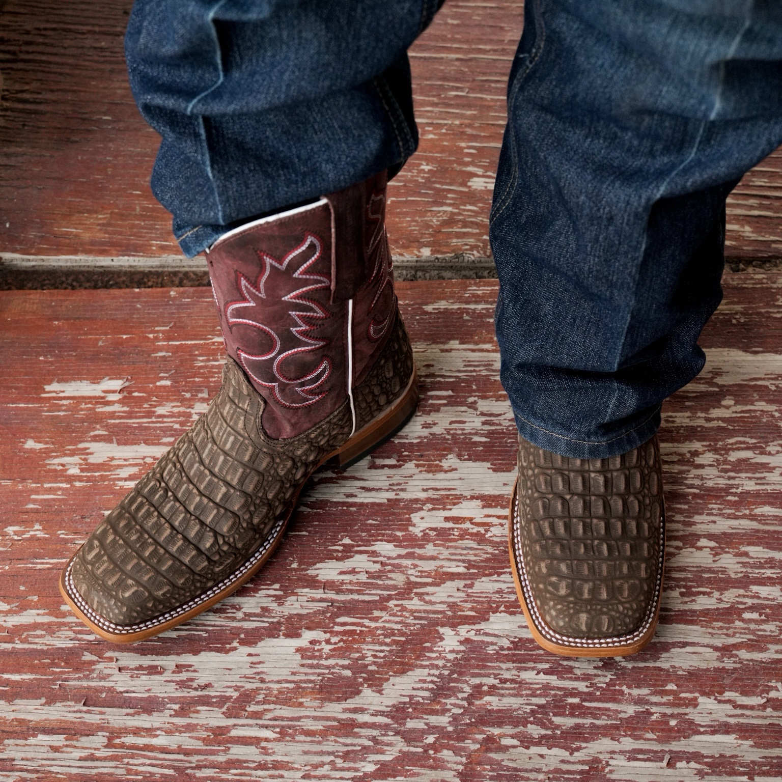 Humant ラム　square toe shoes Matte Brown Nubuck Caiman Horn Back - Heritage Square Toe - Alfa