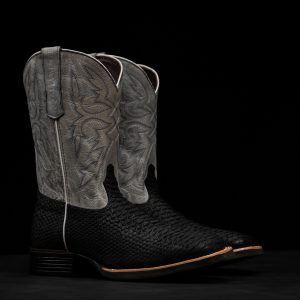Flyweight Matte Black Python - Heritage Square Toe