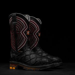 Matte Black Pirarucu Steel Toe - Square Toe