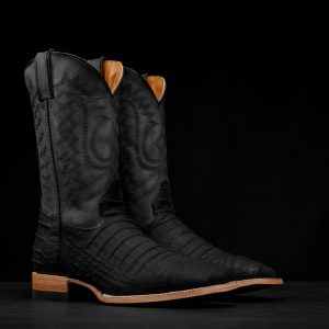 Matte Black Caiman Belly - Square Toe