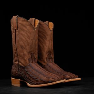 Mocha American Alligator Hornback - Square Toe
