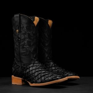 AUTHENTIC Matte Black Baby Pirarucu – Arena Square Toe