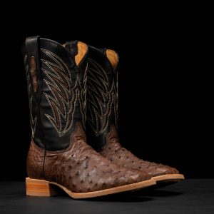 AUTHENTIC Brown Ostrich – Arena Square Toe