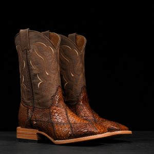AUTHENTIC Cognac Patch Work Python – Square Toe