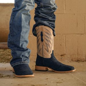 Navy Blue Roughout – Square Toe