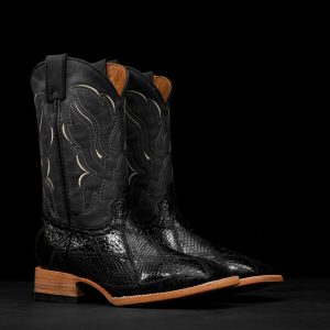 AUTHENTIC Black Patch Work Python – Square Toe
