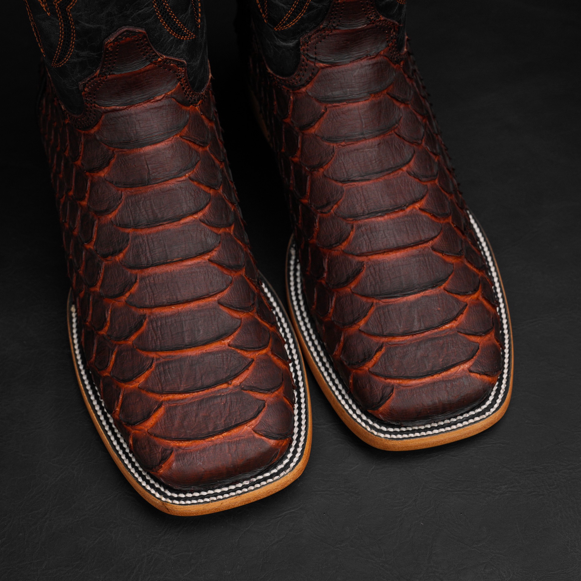Matte Cognac Giant Python – Square Toe - Image 3