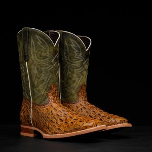 Honey Caiman Horn Back - Heritage Square Toe
