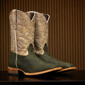 Matte Olive Nubuck Python – Heritage Square Toe