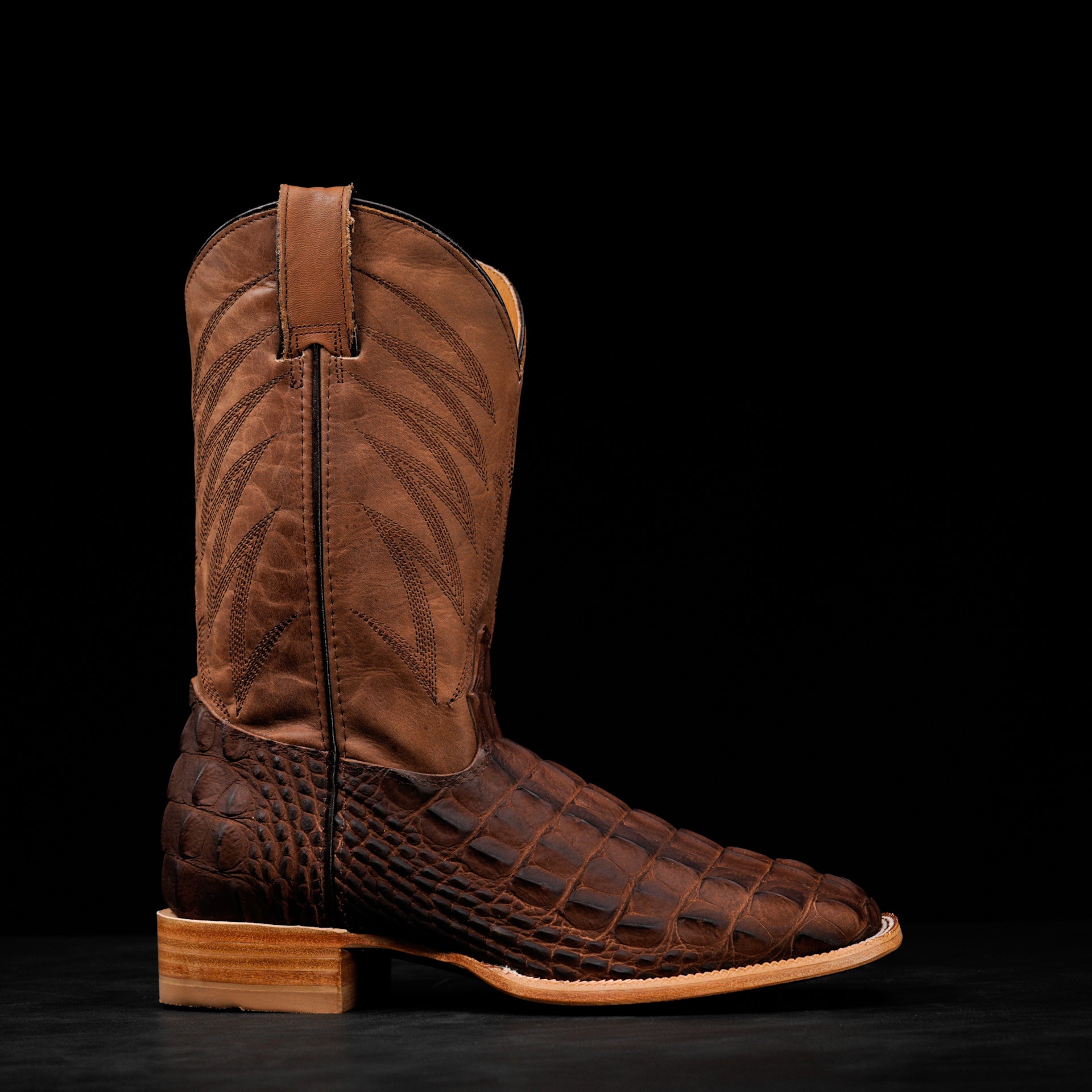 Mocha American Alligator Hornback - Square Toe - Image 2