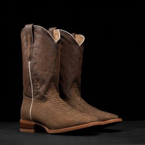 Matte Brown Nubuck Python – Square Toe