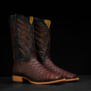 Matte Cognac Giant Python – Square Toe