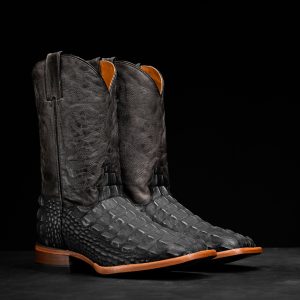 Washed Black American Alligator Hornback - Square Toe
