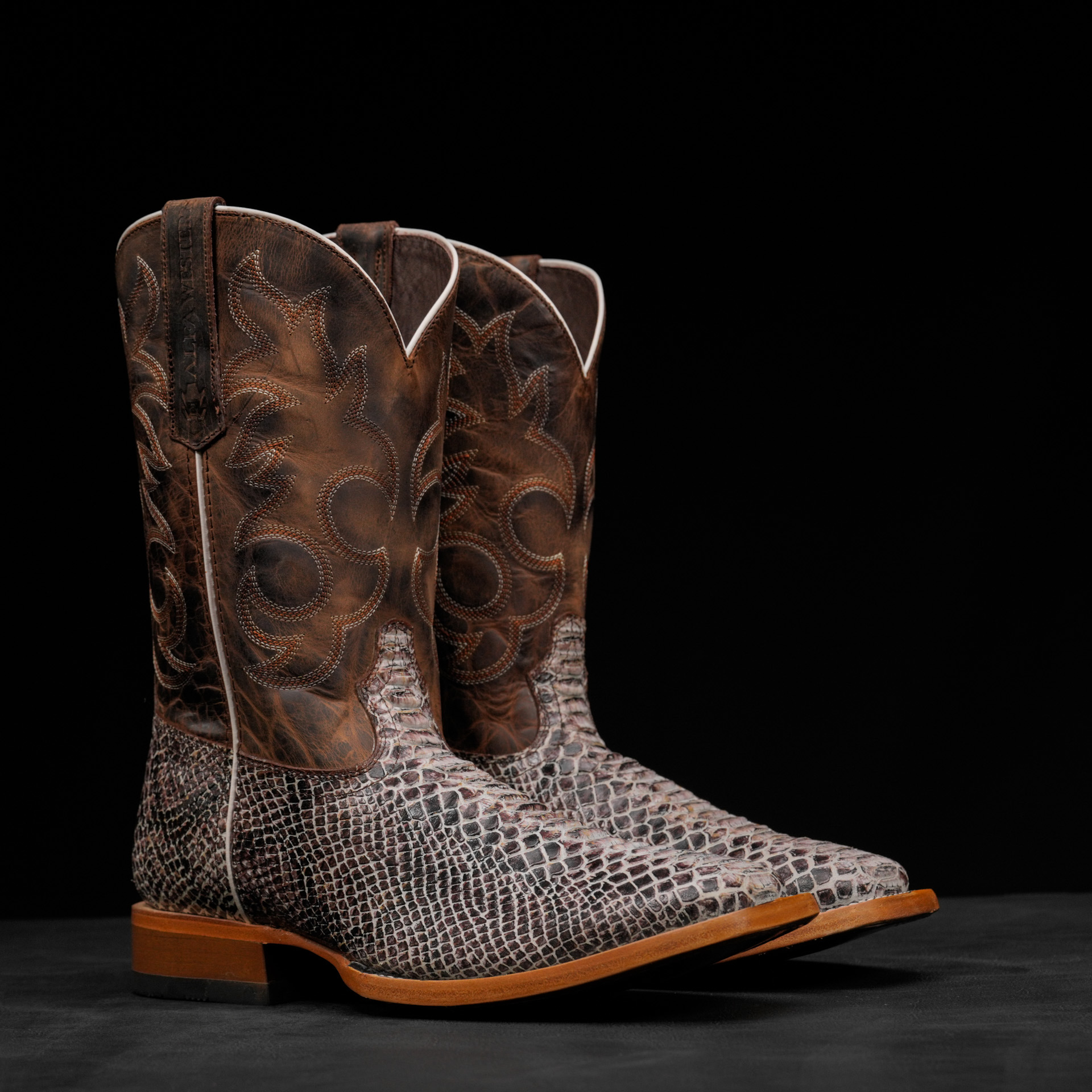 Brown Natural Python – Heritage Square Toe
