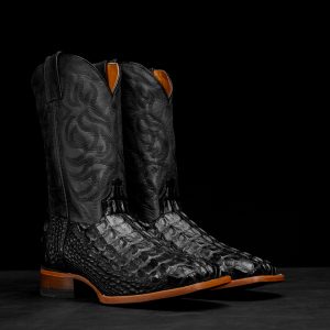 Black American Alligator Hornback - Square Toe
