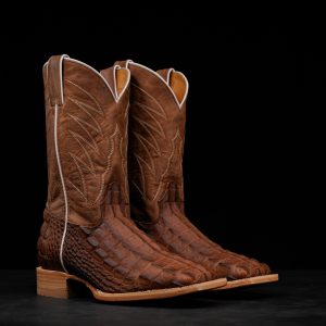 Mocha American Alligator Hornback - Square Toe
