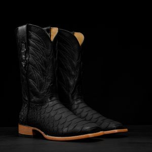 Matte Black Giant Python – Square Toe