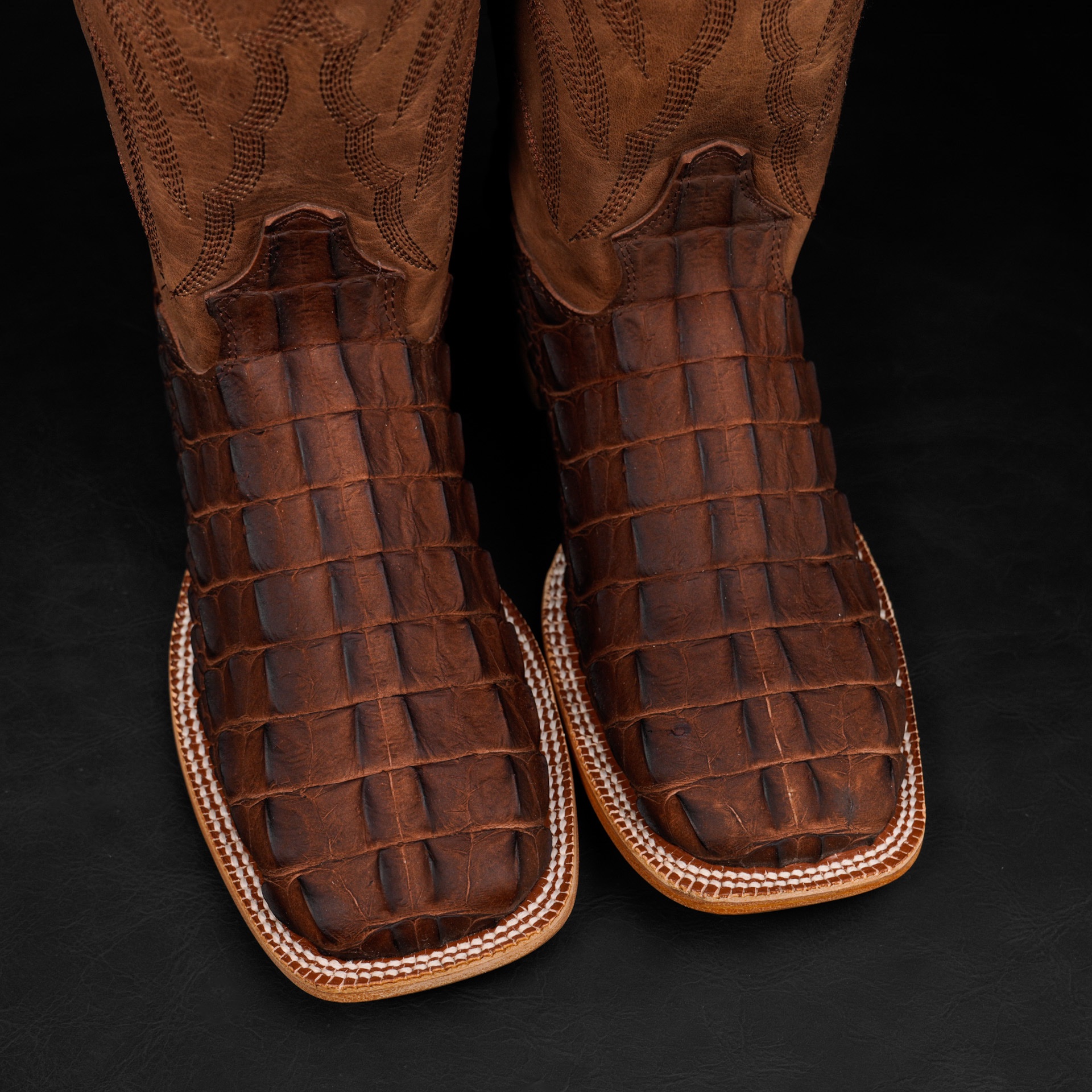 Mocha American Alligator Hornback - Square Toe - Image 3