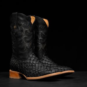 AUTHENTIC Matte Black Baby Pirarucu – Arena Square Toe