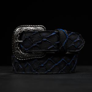 Matte Blue Washed Pirarucu Belt