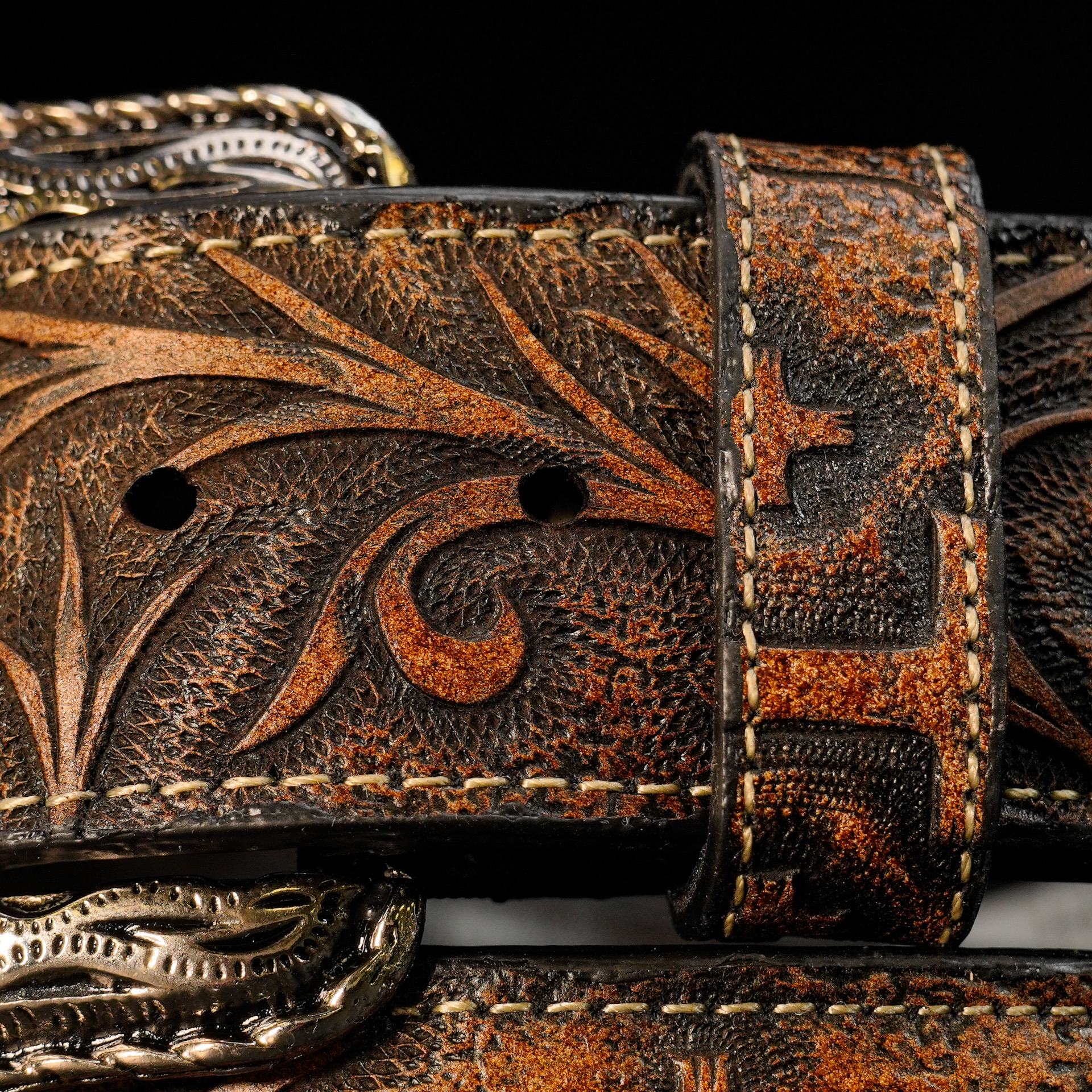 “FOR GOD SO LOVED” Tan Safari Hand Tooled Belt - Image 6