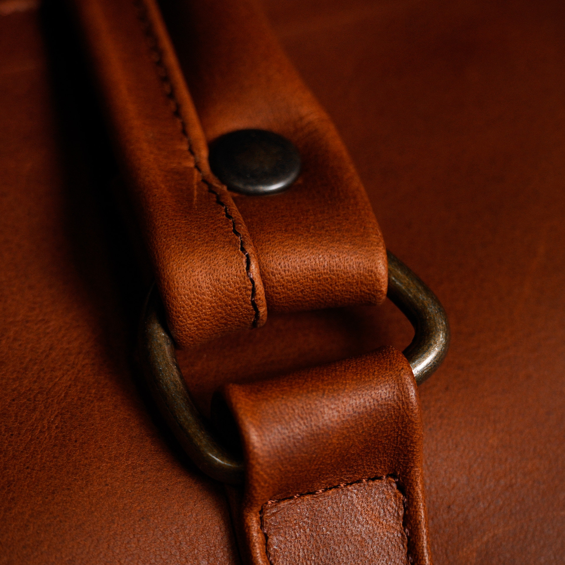 Tan Brown Leather Duffel Bag - Image 5