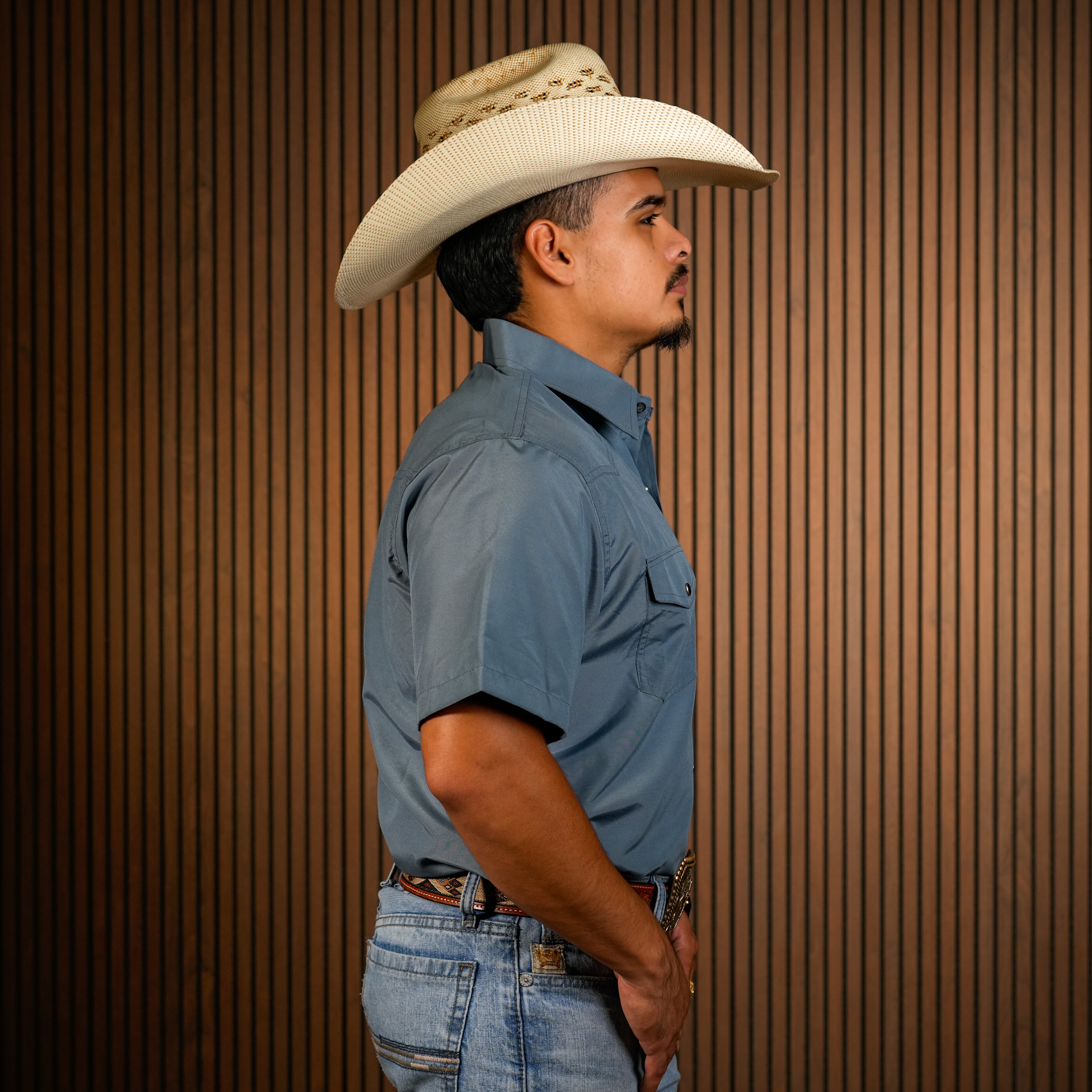 The Stockman Western Slate Short Sleeve Pearl Snap Button Up Shirt - Image 2