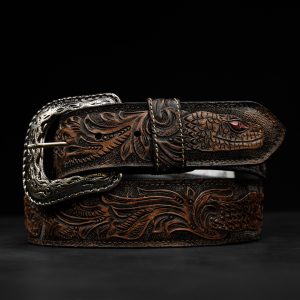 "Viper" Brown Hand Tooled Belt