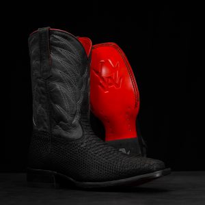 Matte Black Python – Heritage Square Toe