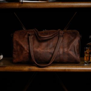 Brown Leather Duffel Bag