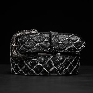 Kid’s Black Washed Pirarucu Belt