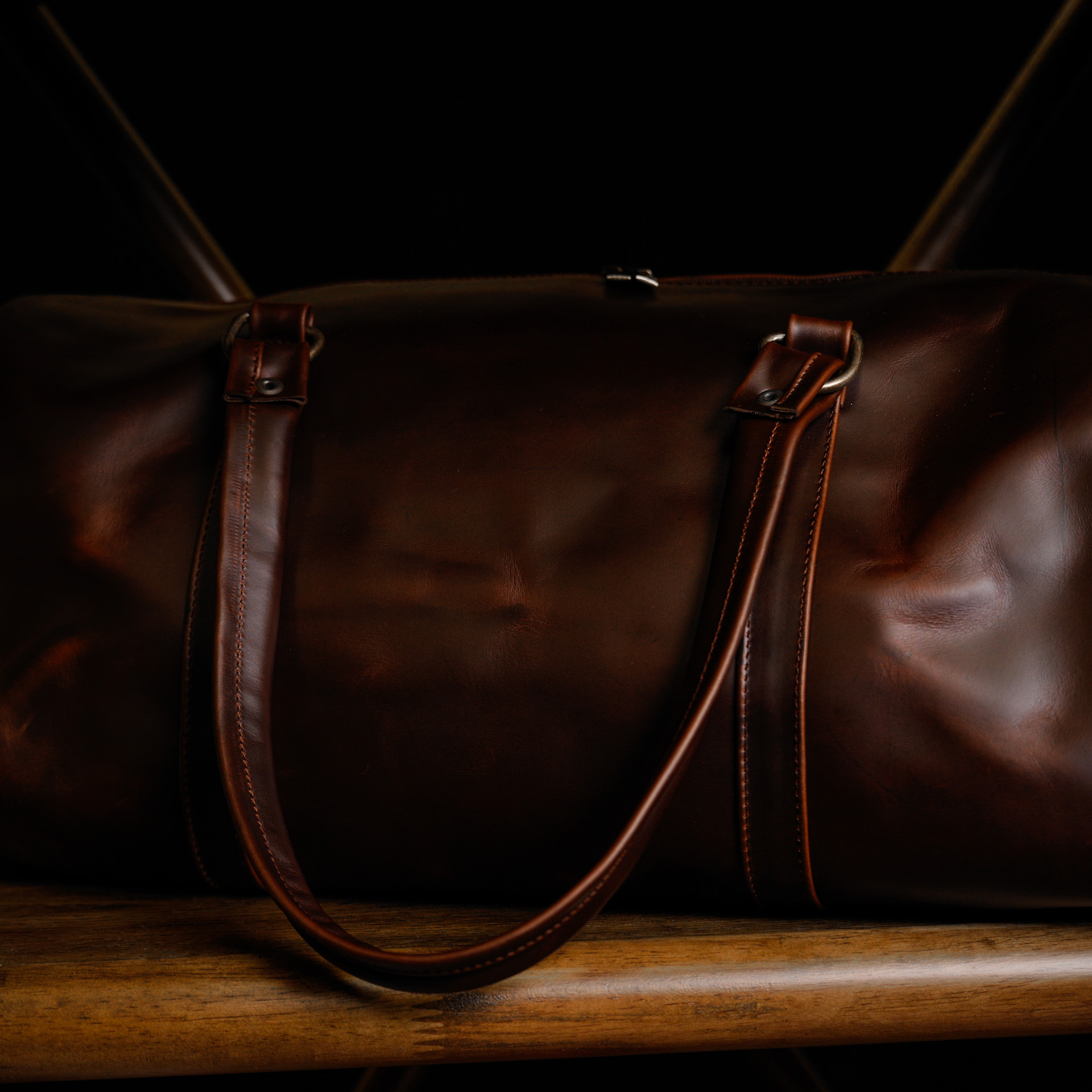 Walnut Brown Leather Duffel Bag - Image 2