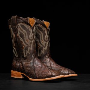 AUTHENTIC Brown Patch Work Python – Square Toe