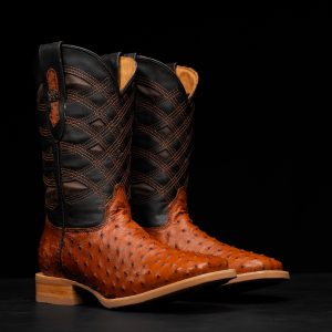 AUTHENTIC Cognac Ostrich – Arena Square Toe