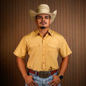 The Stockman Saddle Gold Short Sleeve Pearl Snap Button Up Shirt