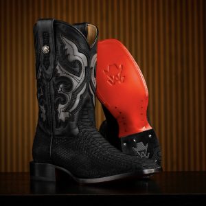 Matte Black Python - Square Toe