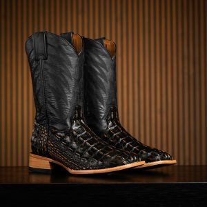 Tan Safari American Alligator Hornback - Square Toe